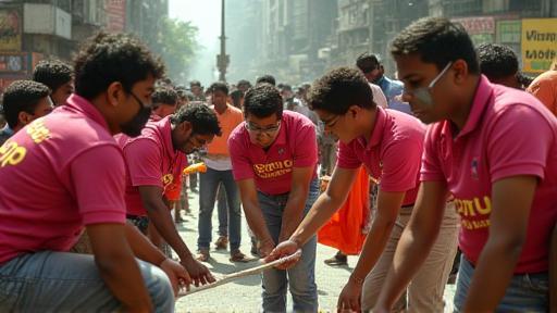 People participating in a civic awareness campaign event.