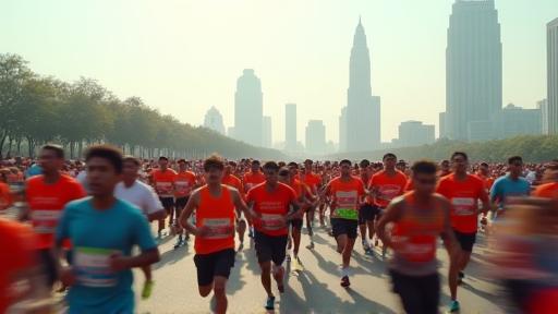 Runners in the Mumbai Marathon.