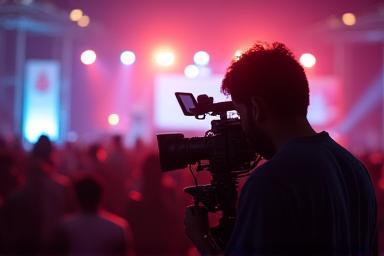 Camera crew covering a local event.
